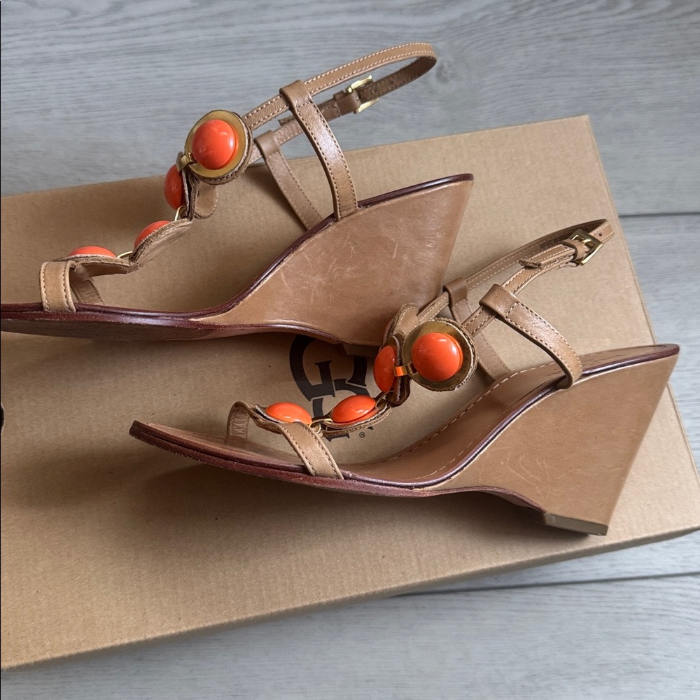 Kate Spade Tan and Orange Beaded Sandals - Picture 6 of 8
